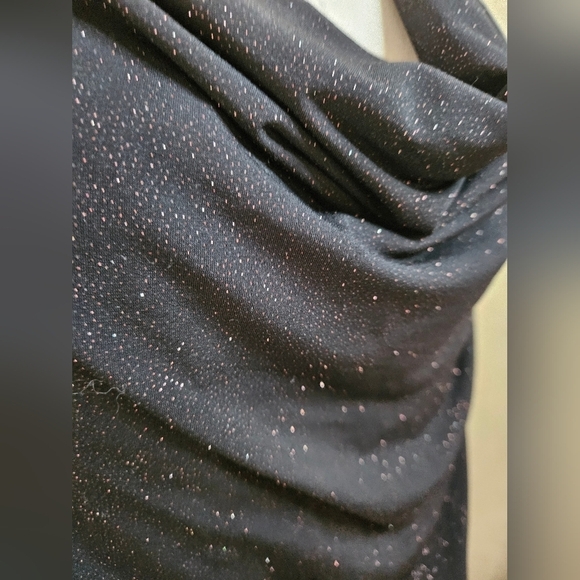 Ellen Tracy Black gold glitter Stretch Sleeveless Midi Dress-Size Large - Picture 2 of 5